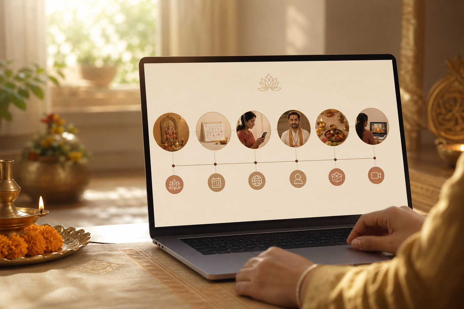 step-by-step flow diagram for booking a pooja online