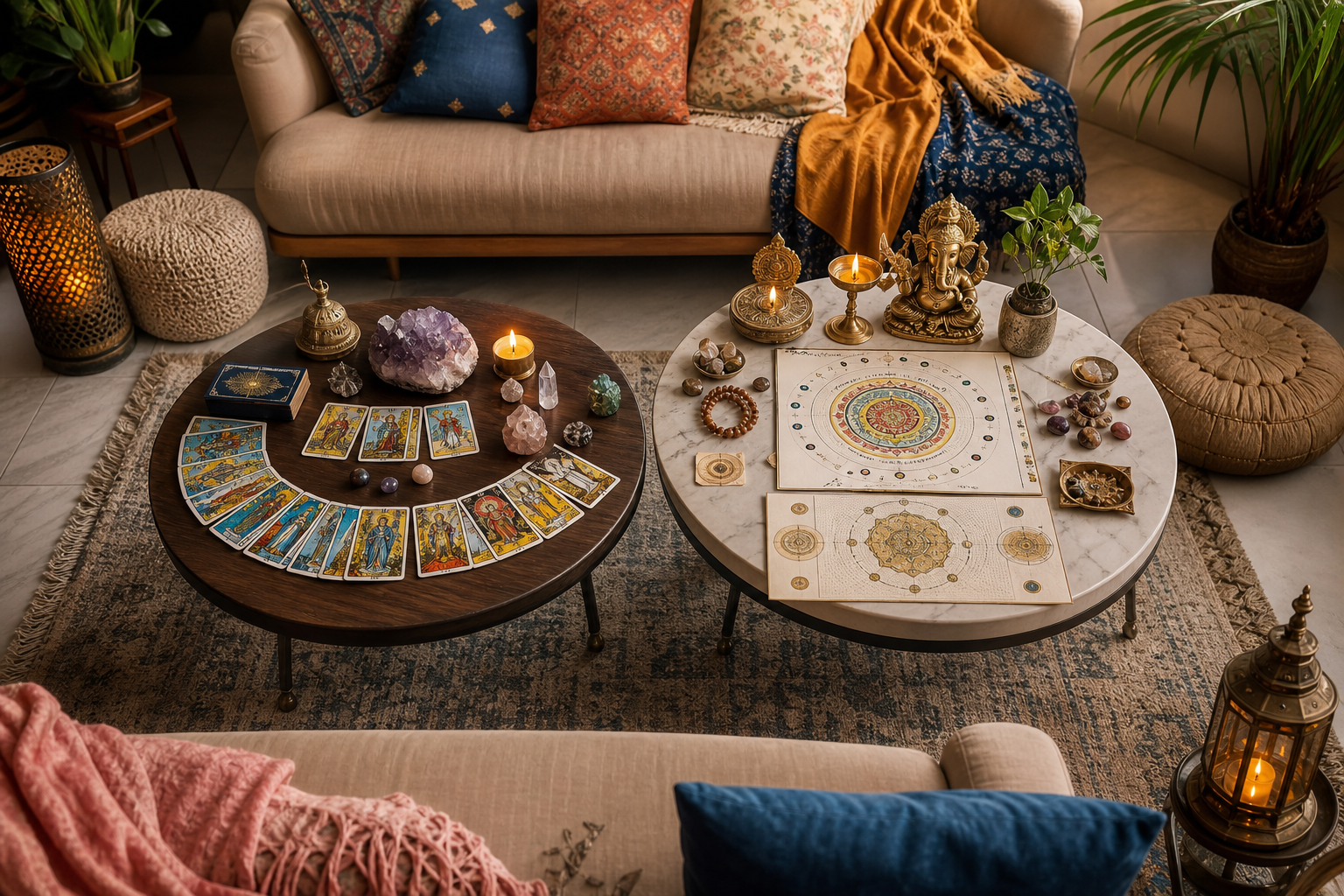 Hindi tarot and numerology comparison visual
