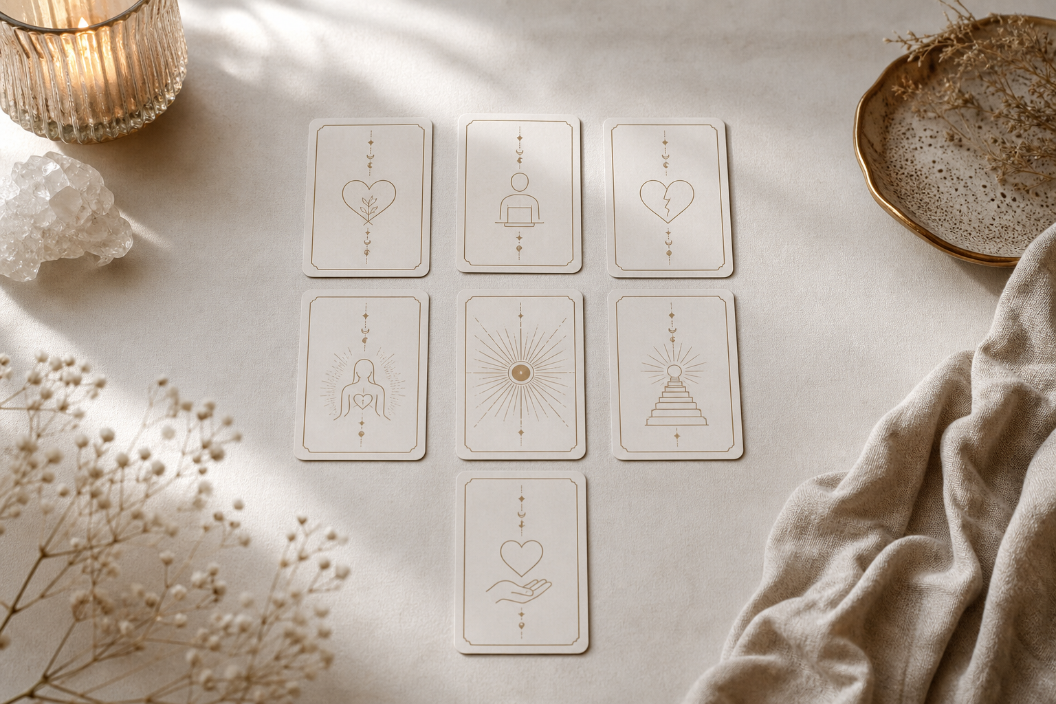 7-card relationship tarot spread diagram with notes
