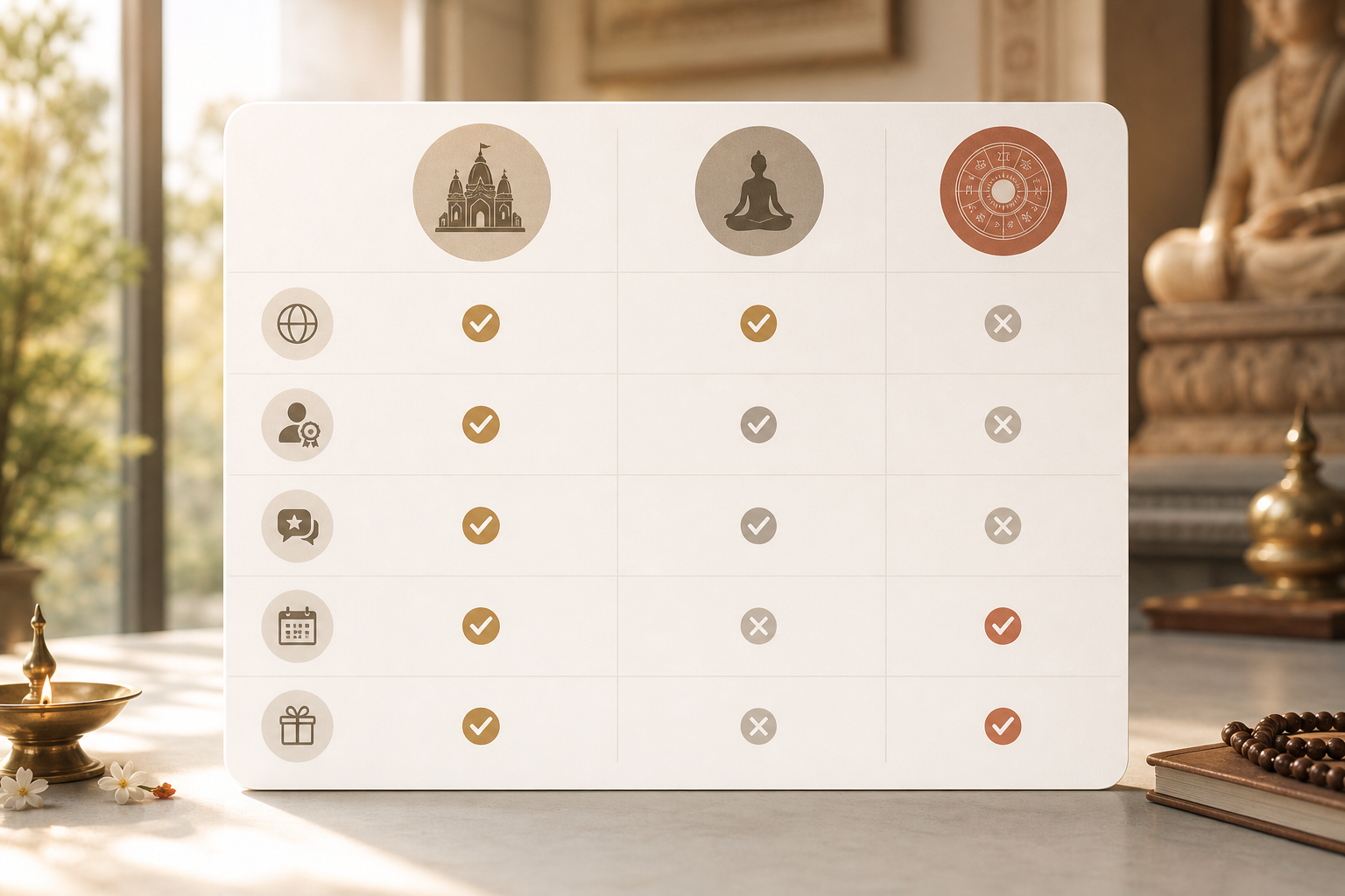Comparison of platform types for booking pooja