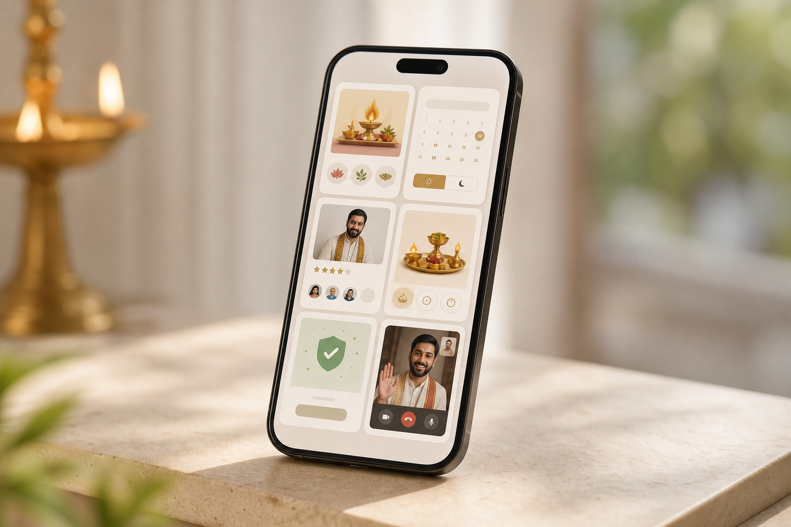 Step-by-step Hindi UI for booking a pooja